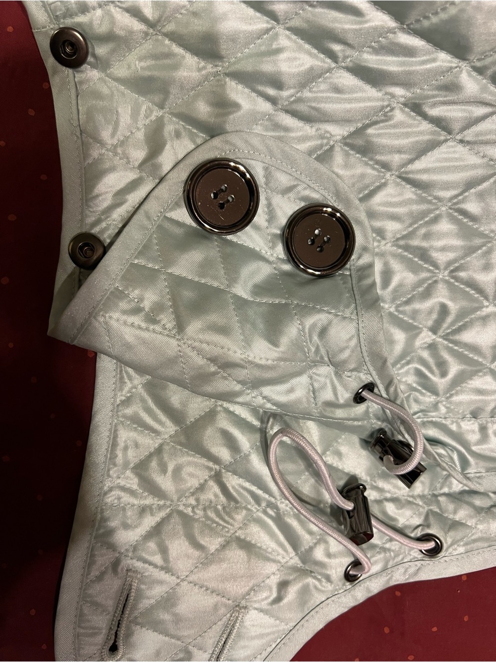 Carlisle Size 8 Sophisticated Quilted Mint Green Belted Vest w/ Detachable Hood - Picture 9 of 11